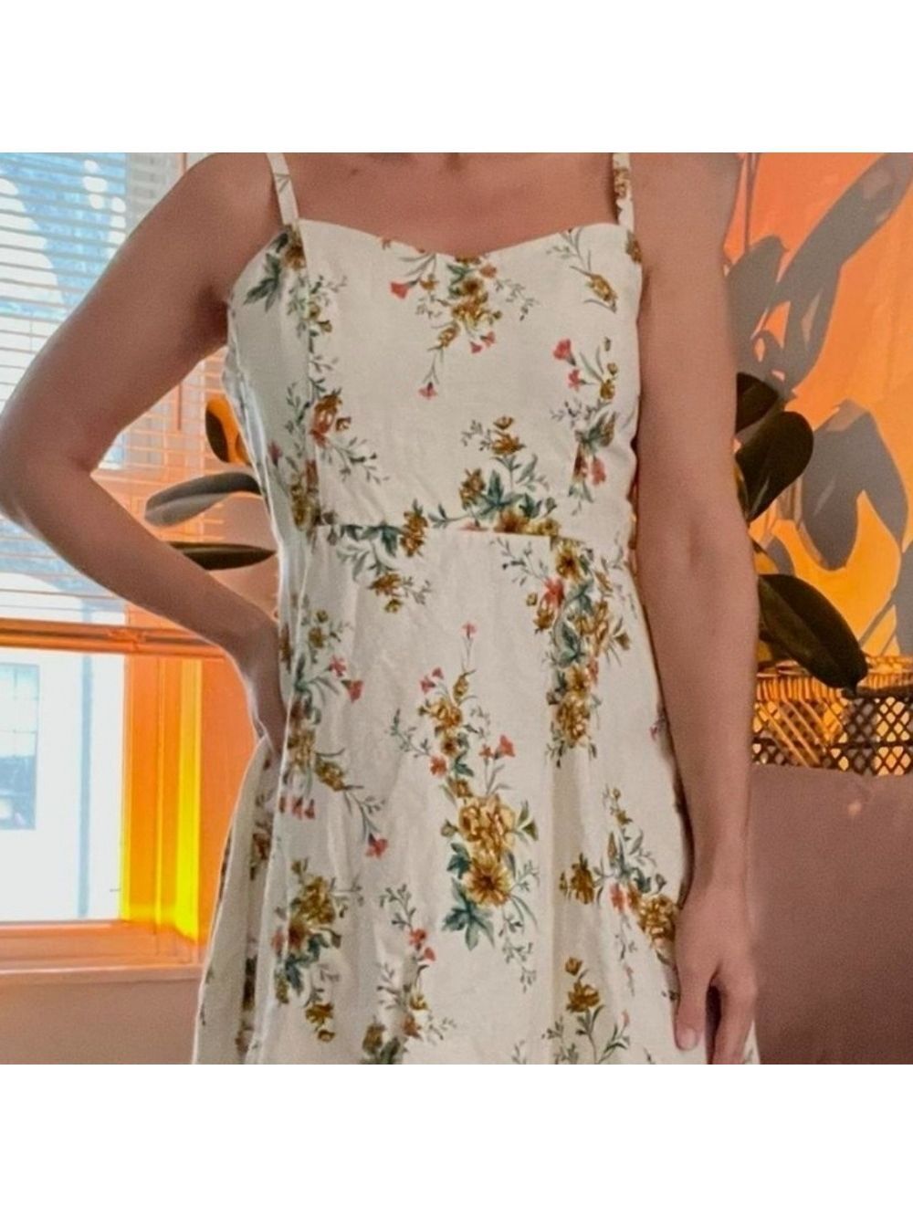 Old Navy cream floral linen blend mini sundress. 💮🪷🌸. NWT. Size XL